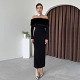 Stylish Elegant One-Line Shoulder Slim-Fit Dress