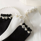 PEARL ORNAMENT COTTON CREW SOCKS_CWMS0283