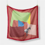 GEOMETRIC PRINT REVERSIBLE SATIN SCARF FOR SUMMER_CWASC0655