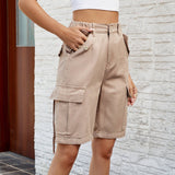 Washed Cargo Cropped Casual Shorts