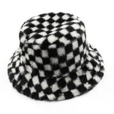 Winter Plush Plaid Bucket Hat Outdoor Warm_Cwah2172