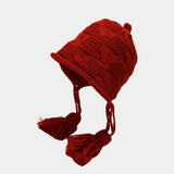 AUTUMN AND WINTER WOOL BALL KNITTED EARMUFFS HAT_CWAH1602