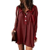 Womens Long Pullover T-Shirt With Loose Lapels