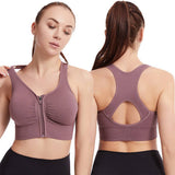 FRONT ZIPPER CUTOUT BACK SPORTS BRA_CWMU0293