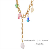 OCEAN PEARL NECKLACE WITH GLASS PENDANT_CWMM8861