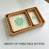 RATTAN COLORFUL SHELL FRUIT TRAY THREE PIECE SET_CWMM4393