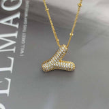 COPPER ZIRCONIA 26 LETTERS PENDANT NECKLACE_CWMM5869