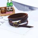 NEW FIVE CIRCLE EMBOSSED LEATHER BRACELET_CWMM4456