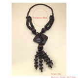 BOHEMIAN COCONUT WOOD BEAD NECKLACE_CWMM4930