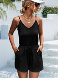 V-Neck Loose Casual Suspender Romper