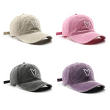 VINTAGE WASH HEART EMBROIDERY BASEBALL CAP UNISEX_CWAH1271