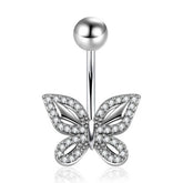 CZ BUTTERFLY BELLY BUTTON RING PIERCING JEWELRY_CWMM9378