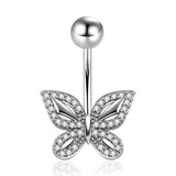 CZ BUTTERFLY BELLY BUTTON RING PIERCING JEWELRY_CWMM9378