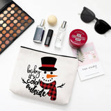 SIMPLE SNOWMAN TOILETRIES PRINTED COSMETIC BAG_CWAB1786