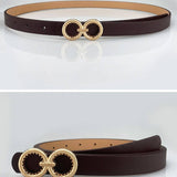 DOUBLE ROUND BUCKLE VERSATILE WOMENS THIN BELT_CWABE0693