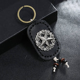 Vintage Five-Pointed Star Leather Car Keychain_Cwmm5024