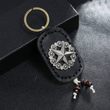Vintage Five-Pointed Star Leather Car Keychain_Cwmm5024