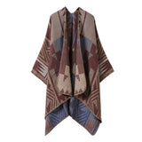 CAPE SHAWL SCARF FAUX CASHMERE JACQUARD SLIT CAPE_CWASC2228