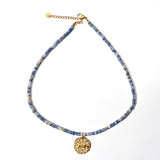 STAINLESS STEEL ZODIAC NECKLACE WITH NATURAL GEMS_CWMM8881