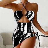 MULTICOLOR PRINT MESH HIGH WAIST ONE PIECE SWIMSUIT_CWMW0183