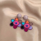 Versatile Contrast Color Graffiti Flower Earrings