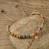 GOTHIC CROSS NATURAL SEMI PRECIOUS STONE BRACELET_CWAB4626