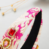 Vintage Embroidered Fabric Wide Brim Headband