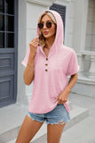 Solid Color Half-Breasted Hooded Loose T-Shirt