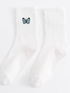 BUTTERFLY EMBROIDERY CREW SOCKS FOR WOMENS_CWMS085