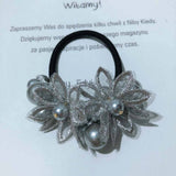 CUTE DAISY PEARL HAIR TIE HANDMADE BRAIDED_CWAHA6880