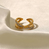 18K GOLD PLATED OPEN RING WITH DIAMOND_CWAJE1233