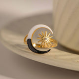 18K GOLD PLATE DRIPPING MOON STAR RINGS_CWAJE0626