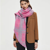 JACQUARD GRID ANGLED SCARF WINTER LOOP YARN WRAP_CWASC0159