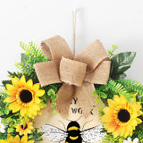 SUNFLOWER BEE FESTIVAL FAUX FLORAL WREATH_CWAJE05409
