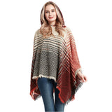 NEW HERRINGBONE GRADIENT HOODED CAPE SHAWL_CWASC1203