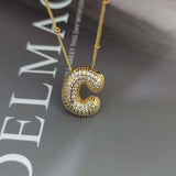 COPPER ZIRCONIA 26 LETTERS PENDANT NECKLACE_CWMM5869