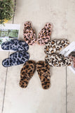 LEOPARD PATTERN CROSS FLUFFY HOME BEDROOM SLIPPERS_CWSHS0227