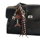 Vintage Leather Fishbone Bear Keychain Charm_Cwmm7757