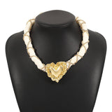 FASHIONABLE WOVEN FABRIC PEARL NECKLACE_CWMM3144