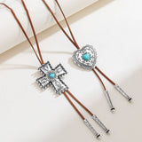 NEW FASHION VINTAGE TURQUOISE CROSS NECKLACE_CWAJE2832