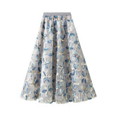 HEAVY FLOWER SEQUIN FAIRY GAUZE SKIRT A LINE SKIRT_CWBMS0318