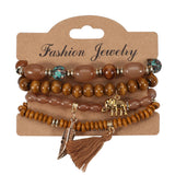 LEAF ELEPHANT TASSEL PENDANT WOODEN BEAD BRACELET_CWAJE2221