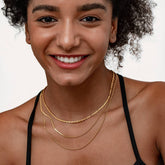 HERRINGBONE SNAKE BONE FIGARO GOLD NECKLACE_CWMM3672