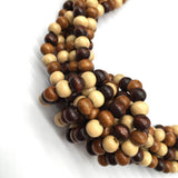 BOHEMIAN MULTI LAYER WOODEN BEAD KNOT NECKLACE_CWMM4735