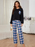Two-Piece Plaid Printed Trousers Loungewear