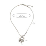SOLID SUNFLOWER NECKLACE WITH PEARL SNAKE CHAIN_CWMM8879