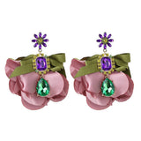 HANDMADE FLORAL FABRIC EARRINGS ELEGANT WOMANS_CWMM6173