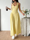 Tie Sexy Casual Solid-Color Halter Dress