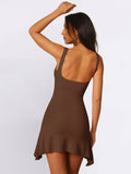V-Neck Covers Buttocks Sexy Solid-Color Dress