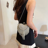 TASSEL SHINY HEART BAG DIAMOND BAG CLUTCH BAG_CWAB3250